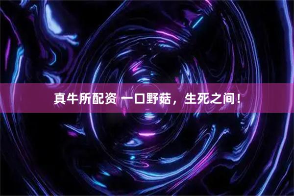 真牛所配资 一口野菇，生死之间！