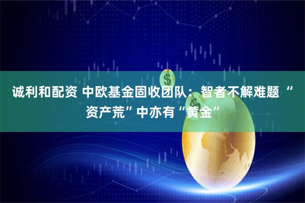 诚利和配资 中欧基金固收团队：智者不解难题 “资产荒”中亦有“黄金”