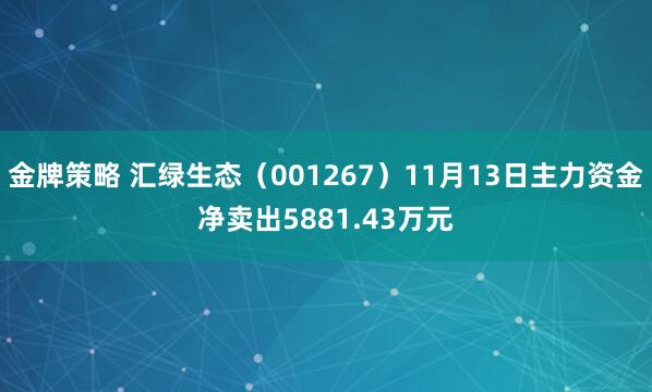 金牌策略 汇绿生态（001267）11月13日主力资金净卖出5881.43万元